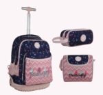 SuperPAck Butterfly Cartable trolley pour fille 45 cm trio complet (cartable + sac goûter isotherme + trousse)