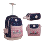 SuperPAck Butterfly Cartable trolley pour fille 45 cm trio complet (cartable + sac goûter isotherme + trousse)