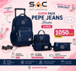 Pack Scolaire Pepe Jeans Lenay – Sac à Dos à Roulettes, Sac Repas & Trousse