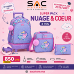 Pack Scolaire MOVOM Fille – Sac à Dos à Roulettes avec Chariot Amovible, Sac Repas & Trousse
