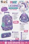 Pack Scolaire Primaire Must Team Licorne Violet – Cartable Trolley + Sac Isotherme + Trousse