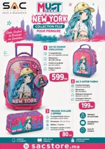 Pack Scolaire Primaire Must Team New York – Cartable Trolley + Sac Isotherme + Trousse