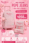 Pack Scolaire Pepe Jeans Rose fleuri – Sac à Dos à Roulettes, Sac Repas & Trousse